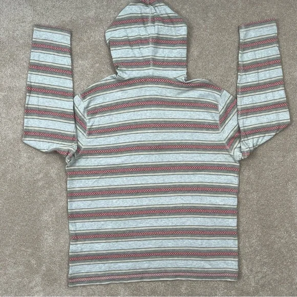 Lucky Brand Knit Wear Hoodie Large Gray & Red Stripe Pullover Casual Preppy Men - Picture 14 of 15